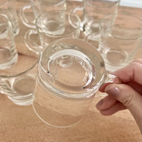 Hand Blown Clear Glass Coffee Espresso Punch Mugs Set of 8 Vintage 4oz, 3.25” H - Picture 7 of 7